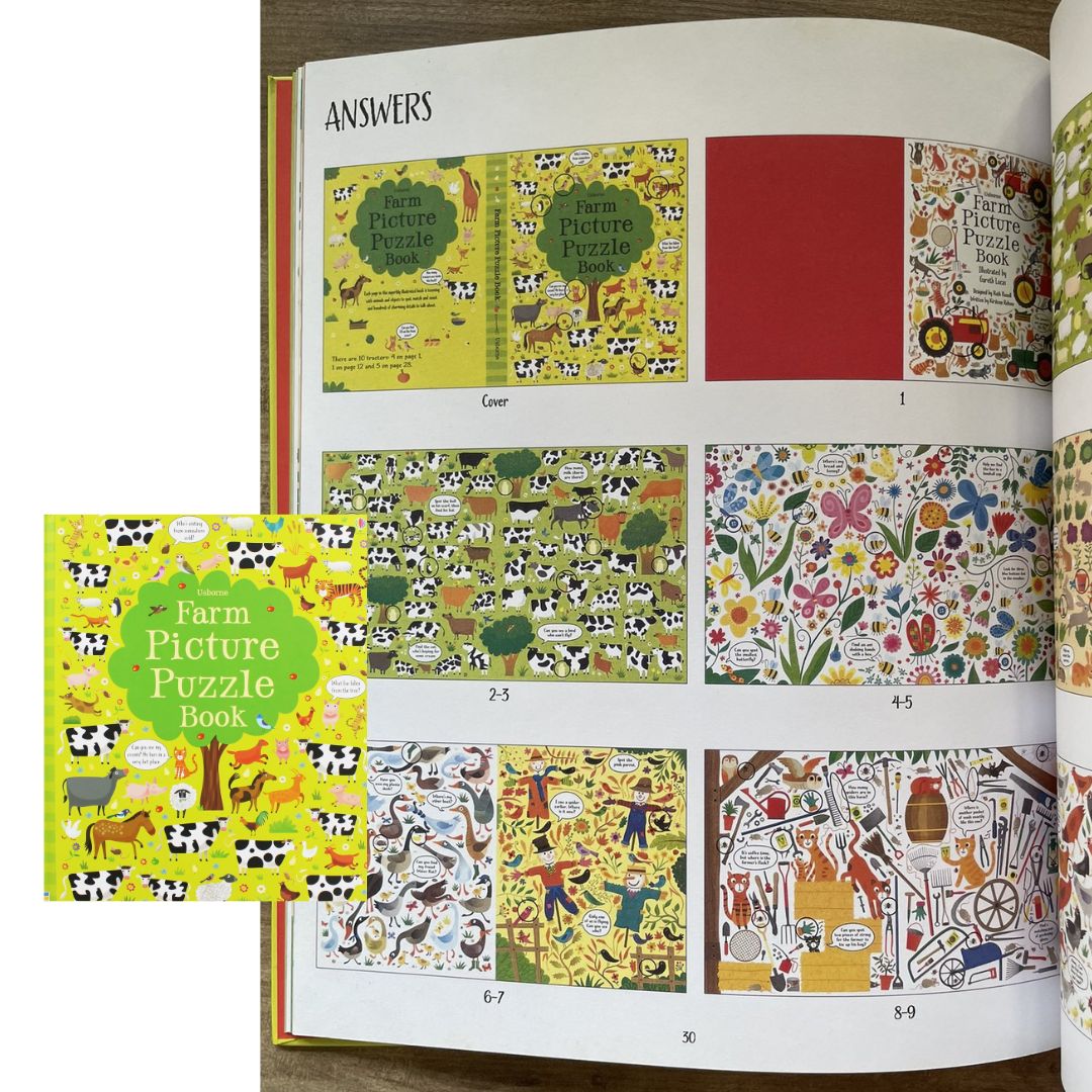 Usborne Picture Puzzle Book (SINGLES, brand new Hardcover) Animals / Farm / Under the Sea - with SLIGHT DENTS on book cover