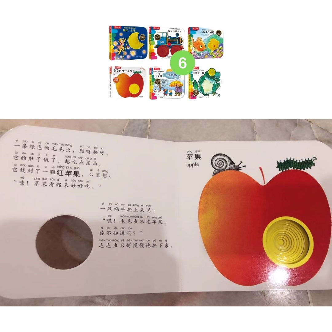 Montessori Early Learning Touch-and-Feel, Pull-Tab & Interactive Design, Sensory & Cognitive Development Picture Board Books for Babies and Toddlers (6 books) [Mandarin (Simplified Chinese Text) with Pinyin]