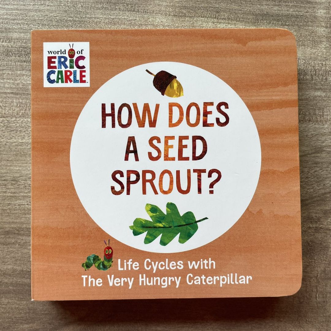 World of Eric Carle: Life Cycles with The Very Hungry Caterpillar (SINGLES, brand new Board Book, with SLIGHT DENTS on book cover) (How Does a Caterpillar Change / How Does an Egg Hatch / How Does a Tadpole Grow / How Does a Seed Sprout)