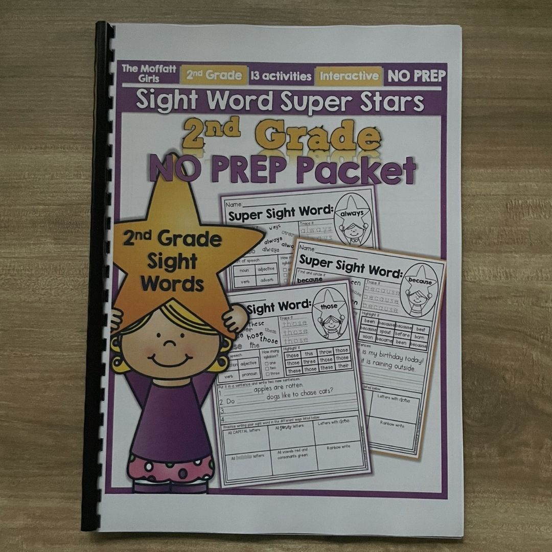 Sight Word Super Stars Reading Fluency Worksheet for Kids Pre-Primer to 3rd Grade (SINGLES)