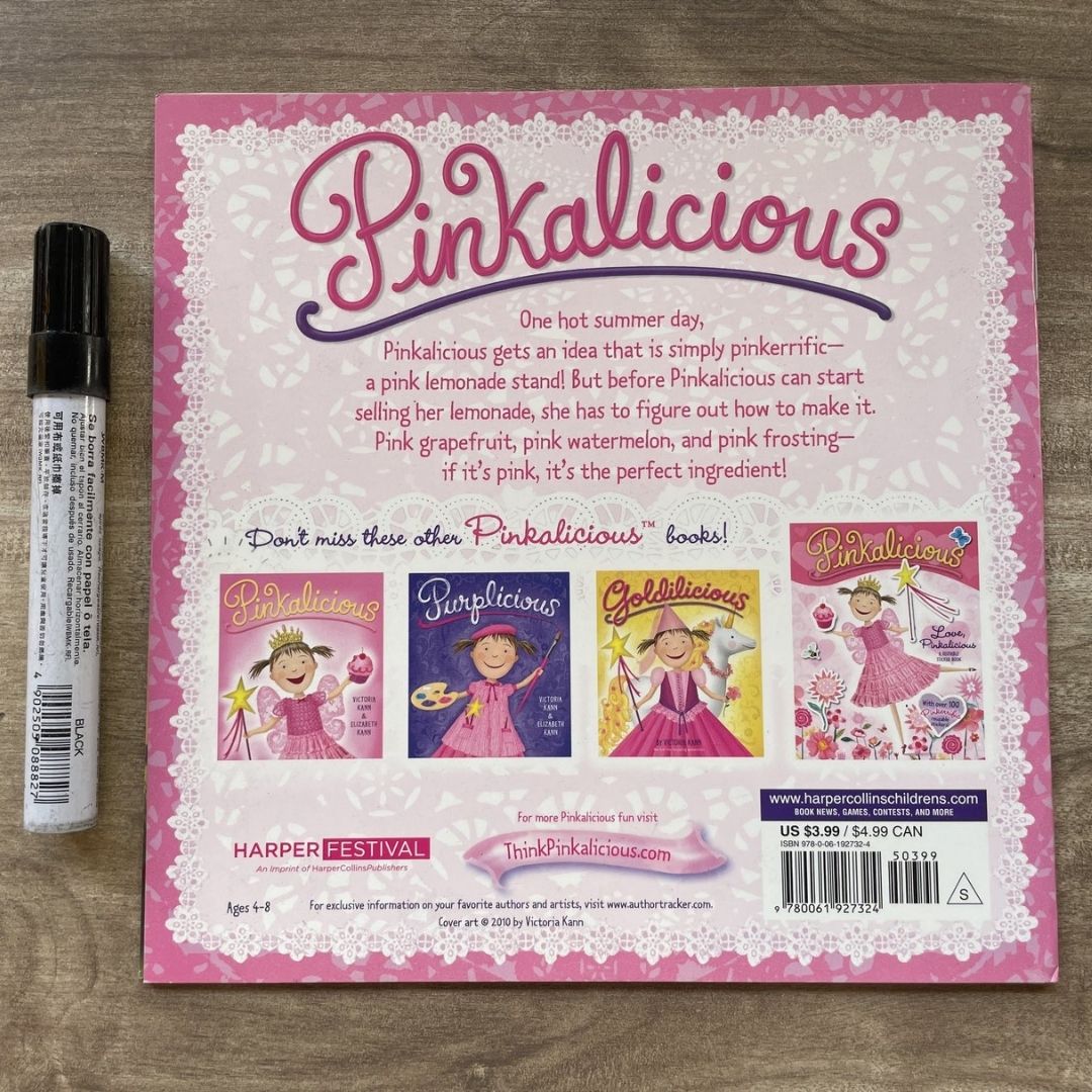Pinkalicious 4-Book English Story Set (Crazy Hair Day / Tickled Pink / New Teacher / Pink Drink) brand new softcover, no box, with SLIGHT FOLDS