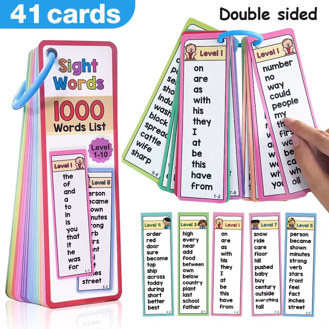 Sight Words Flash Cards Set (1000 Words, 41 Cards) High-Frequency English Reading Cards for Children (brand new flashcards, no box)