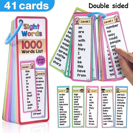 Sight Words Flash Cards Set (1000 Words, 41 Cards) High-Frequency English Reading Cards for Children (brand new flashcards, no box)