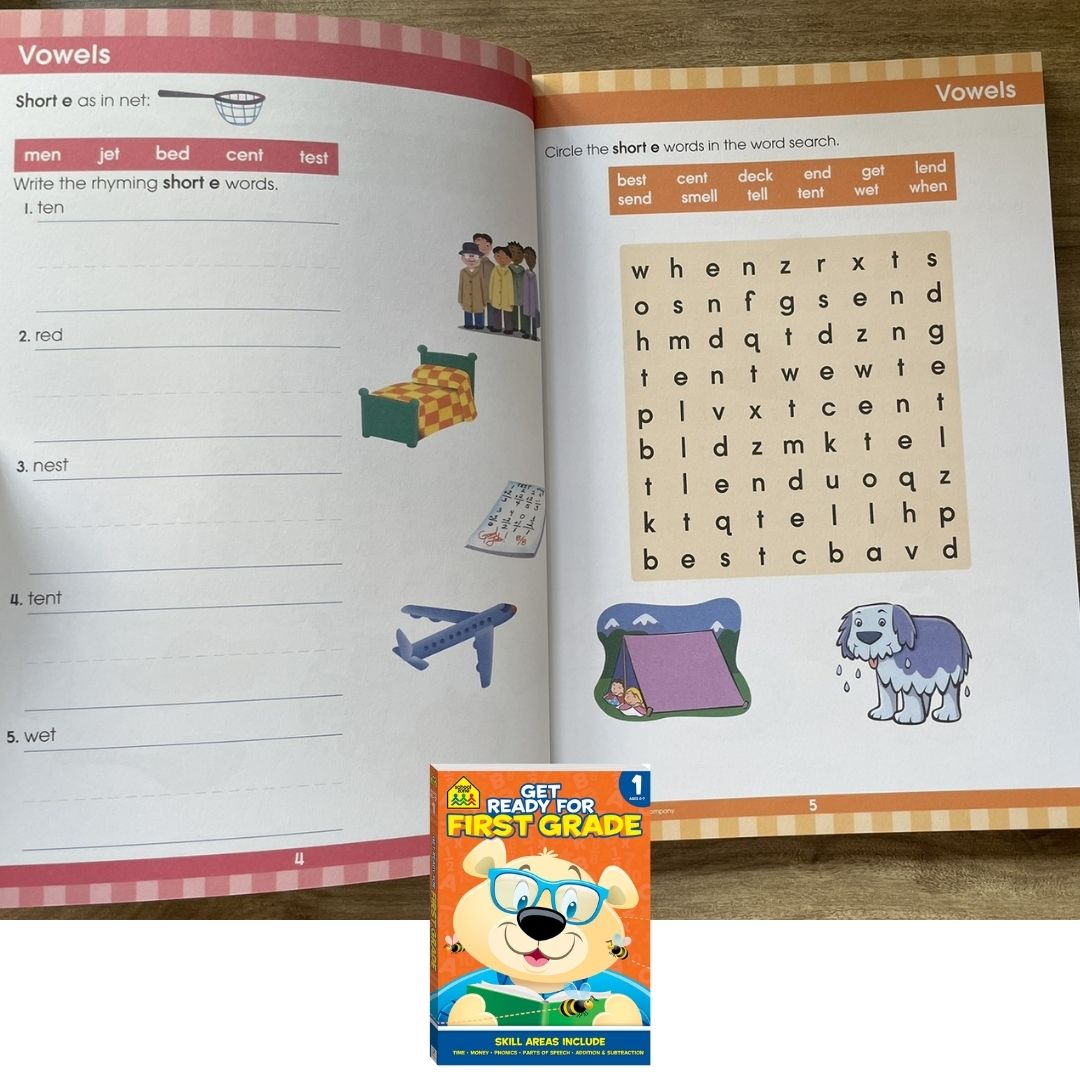 School Zone GET READY for Preschool / Kindergarten / First Grade Workbook (SINGLES) brand new softcover