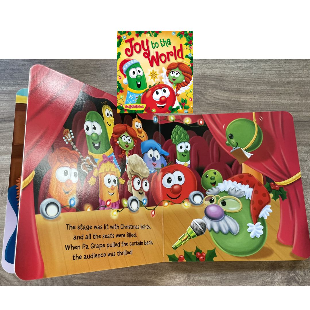 VeggieTales - Growing Faith: God Is Always with You / Silly Little Thing Called Love / Joy to the World (SINGLES, brand new Board Book) with SLIGHT DENTS on book cover