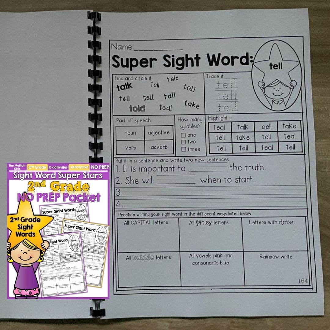 Sight Word Super Stars Reading Fluency Worksheet for Kids Pre-Primer to 3rd Grade (SINGLES)