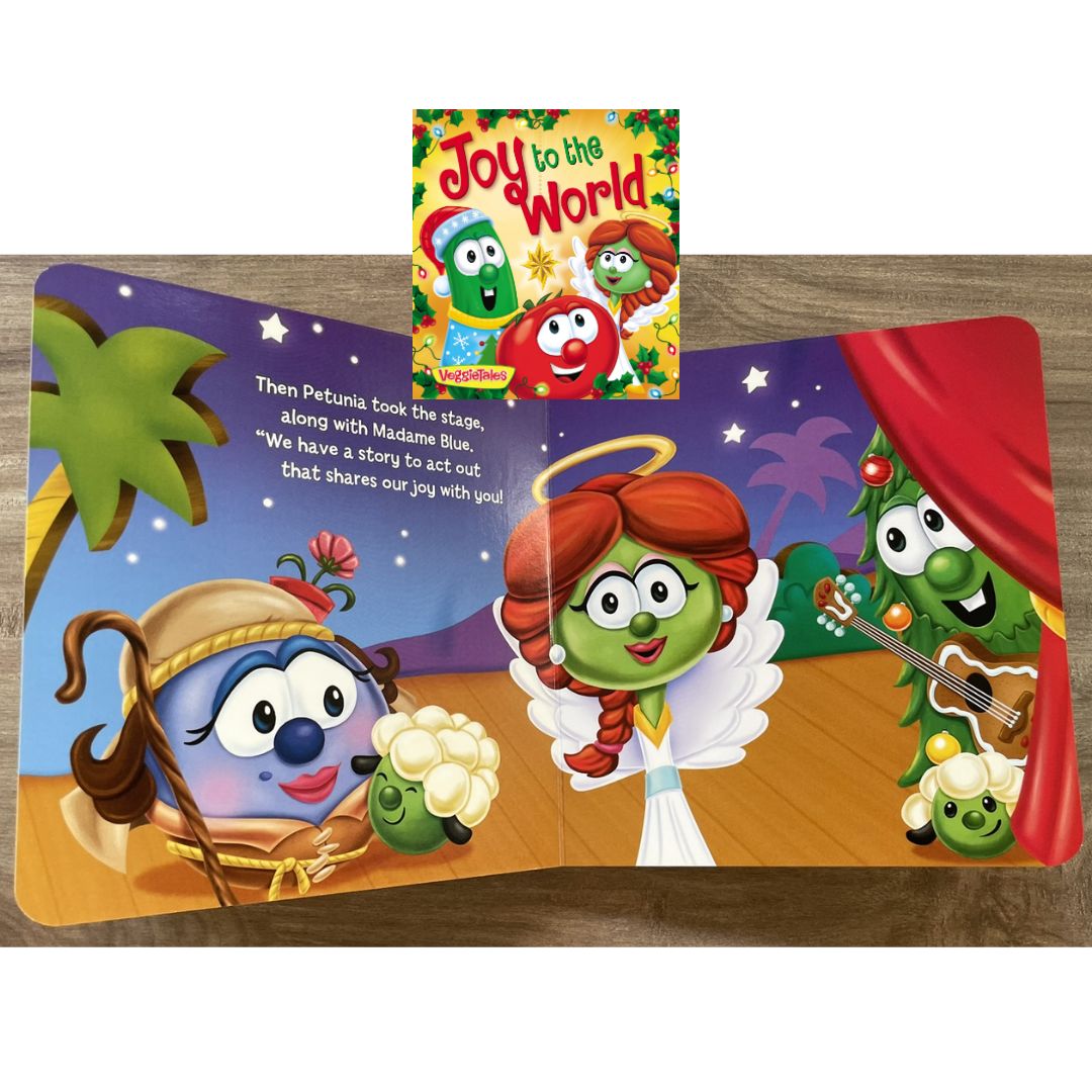 VeggieTales - Growing Faith: God Is Always with You / Silly Little Thing Called Love / Joy to the World (SINGLES, brand new Board Book) with SLIGHT DENTS on book cover