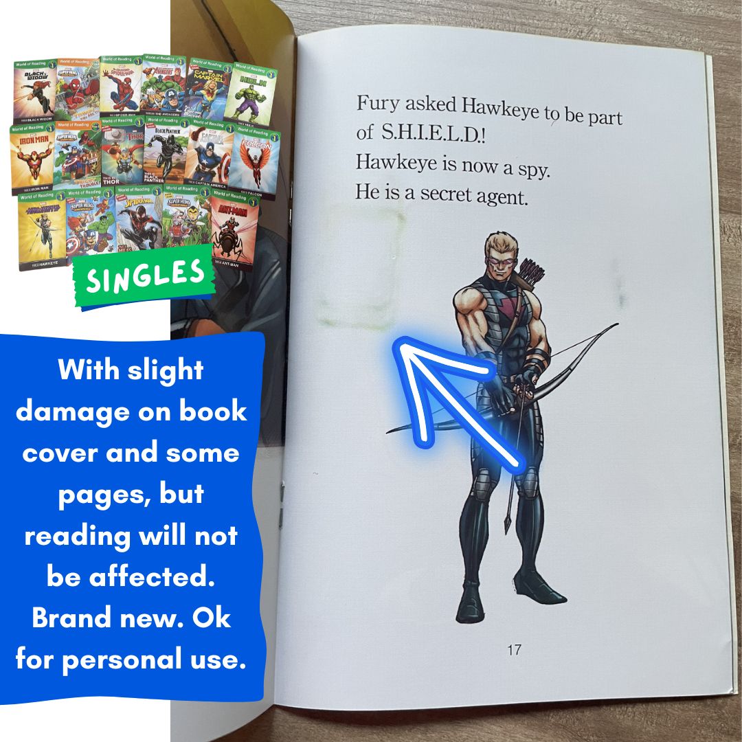 [With damage on some book pages, pls. see photos] World of Reading AVENGERS (17 books) (brand new softcover, no box) - Thor Iron Man Spiderman Hulk Captain America etc