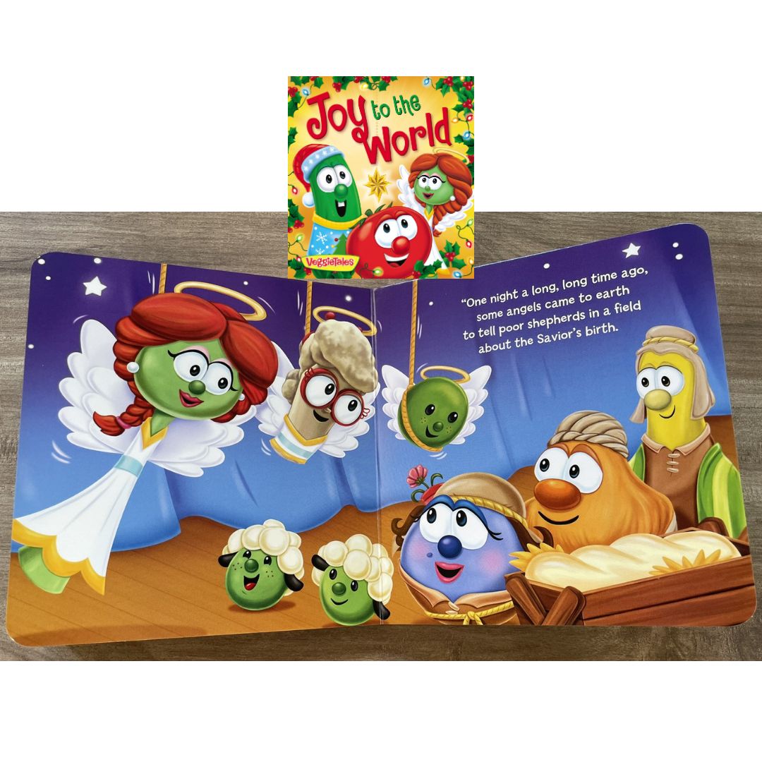 VeggieTales - Growing Faith: God Is Always with You / Silly Little Thing Called Love / Joy to the World (SINGLES, brand new Board Book) with SLIGHT DENTS on book cover