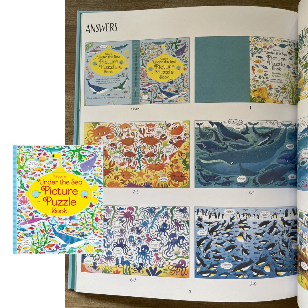 Usborne Picture Puzzle Book (SINGLES, brand new Hardcover) Animals / Farm / Under the Sea - with SLIGHT DENTS on book cover