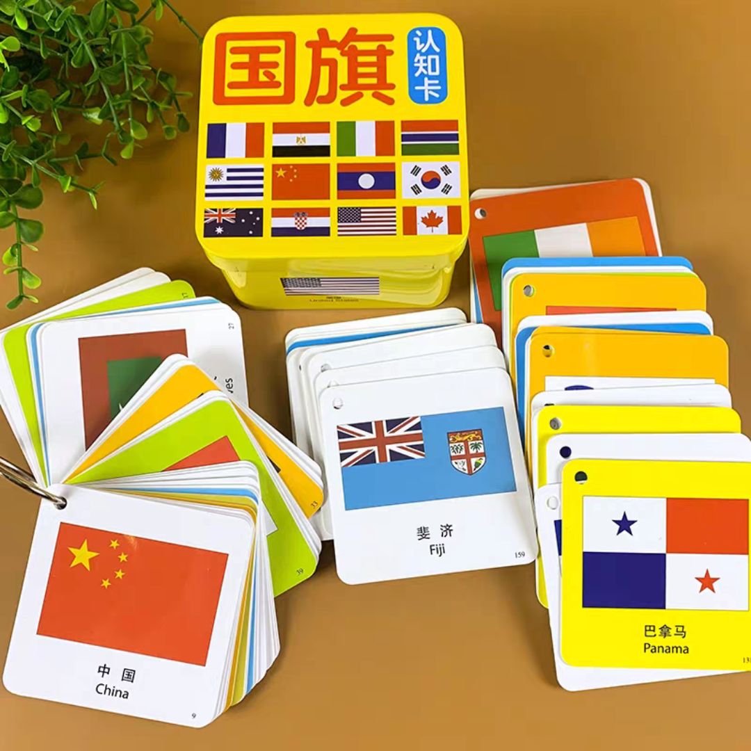 World Flags Flashcards for Kids | 160-Piece Educational Flag Cards | Early Learning Geography Set (Chinese text, brand new)