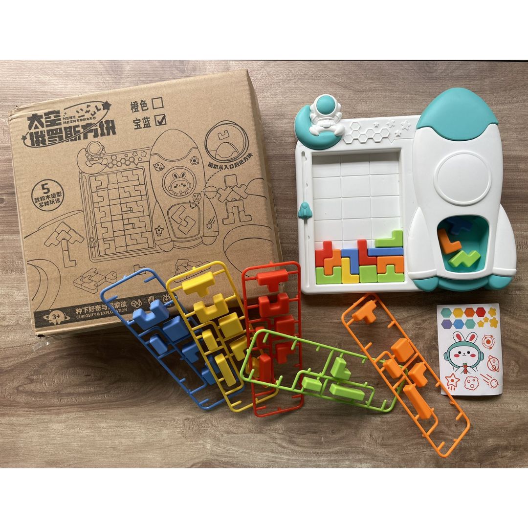 Space Rocket Tetris Blocks (boxed set, brand new, color BLUE)