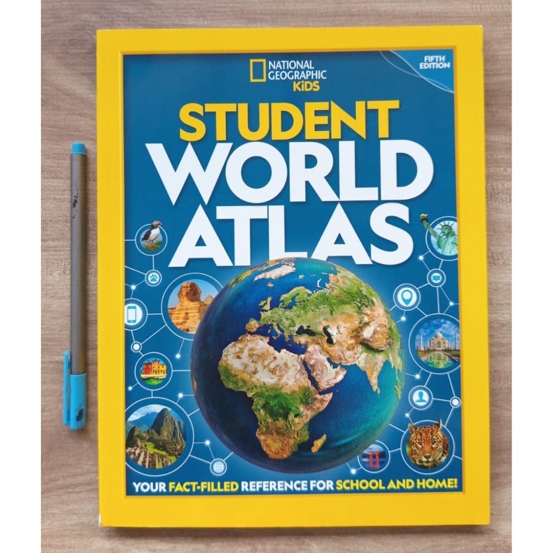 NATGEO National Geographic Kids: Student World Atlas, 5th Edition (USED/Preloved book, Paperback, with slight folds)