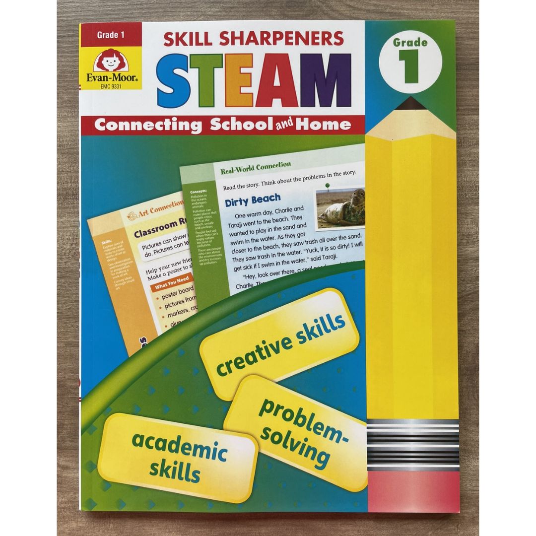 Evan Moor Skill Sharpener Workbook: STEAM ( GRADE 1 ) brand new softcover
