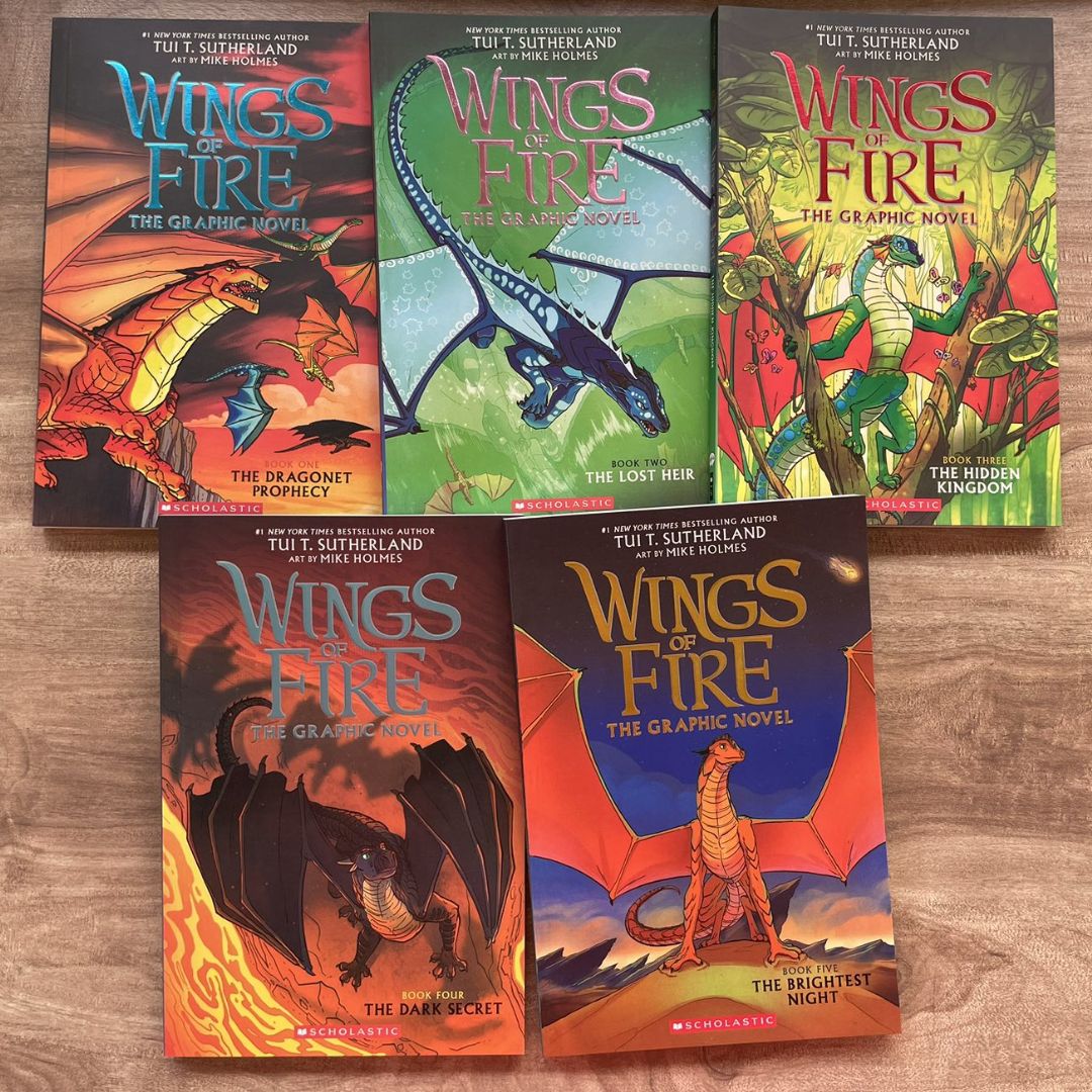Wings of Fire Graphic Novels (5 books) (Book #1 - #5) brand new softcover, no box, with SLIGHT FOLDS on book cover