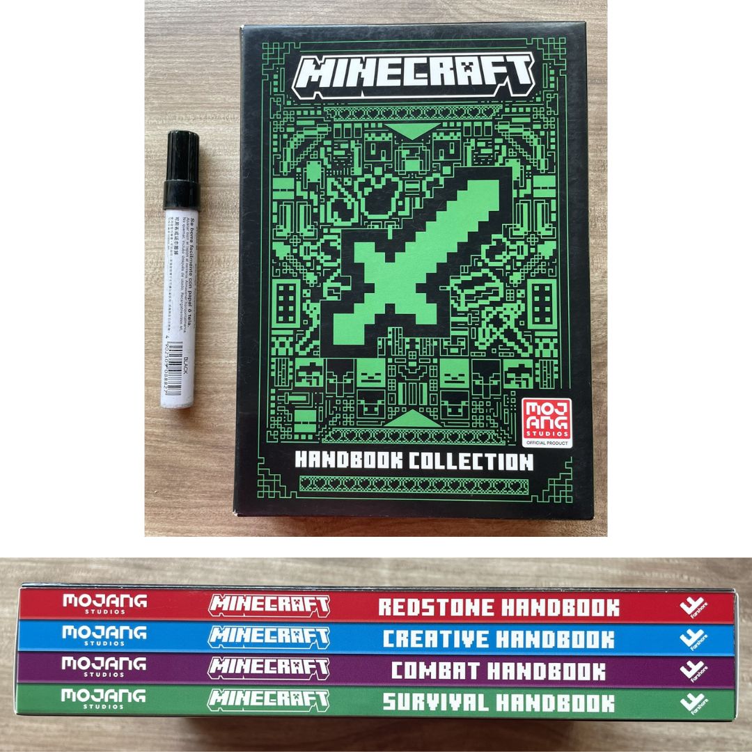 Minecraft Handbook Collection (4 books) brand new softcover, BOX with SLIGHT DENTS and FOLDS, books no damage