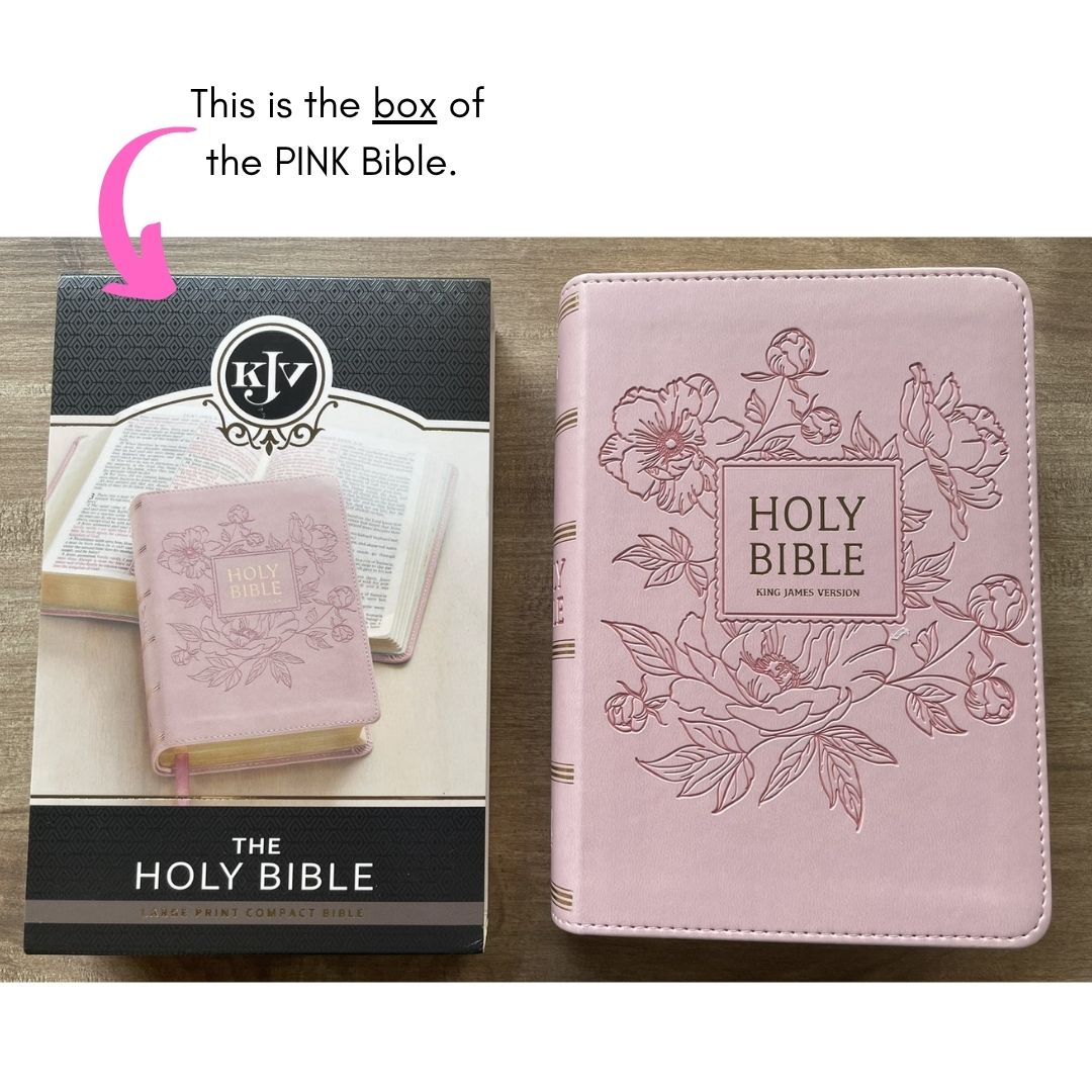 King James Version KJV Holy Bible, Compact Large Print (BALLET PINK Faux Leather, Red Letter, Old and New Testament) SLIPCASE w/ SLIGHT FOLDS
