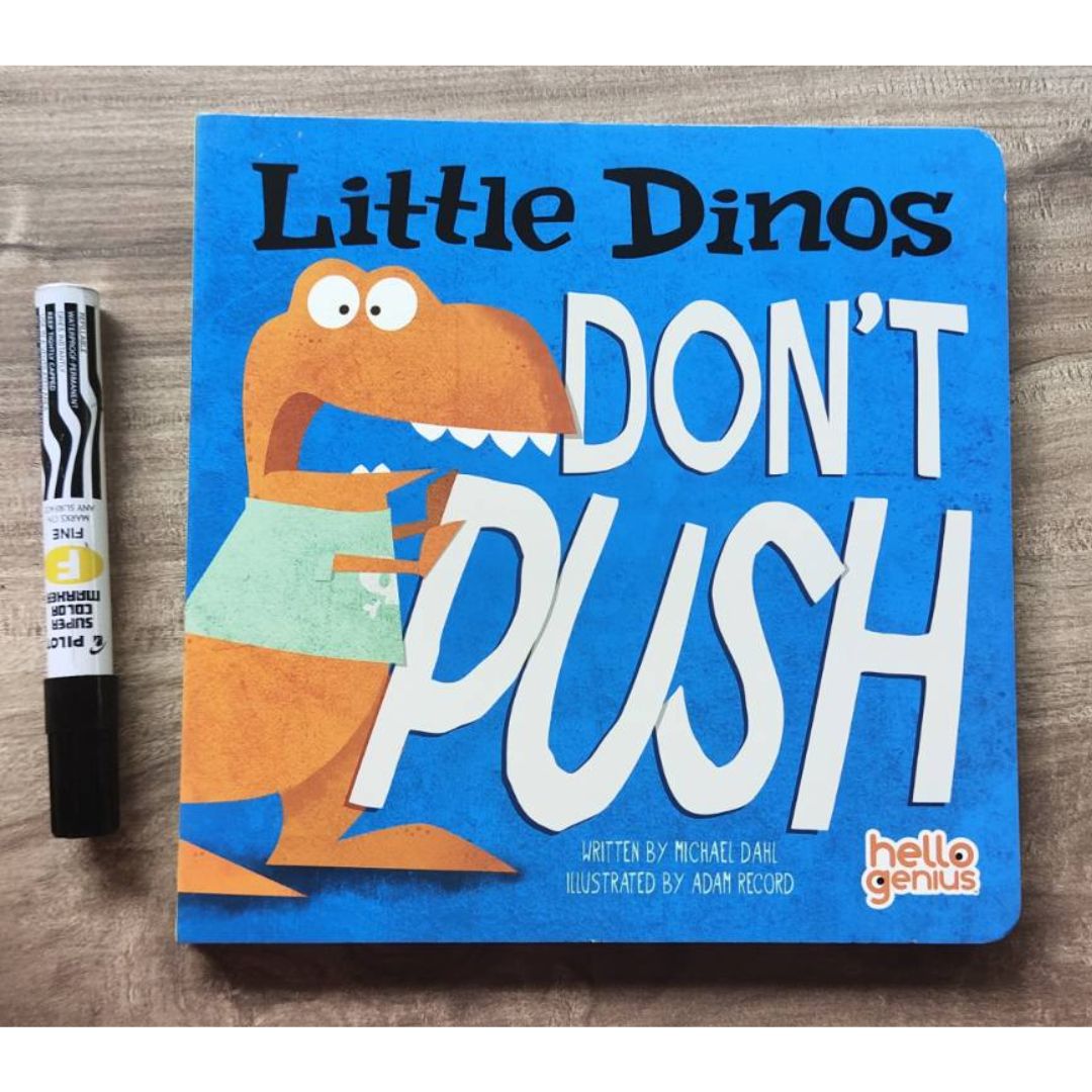Little Dinos Don't Push (Hello Genius) (brand new BOARD BOOK, slight dents on book cover)