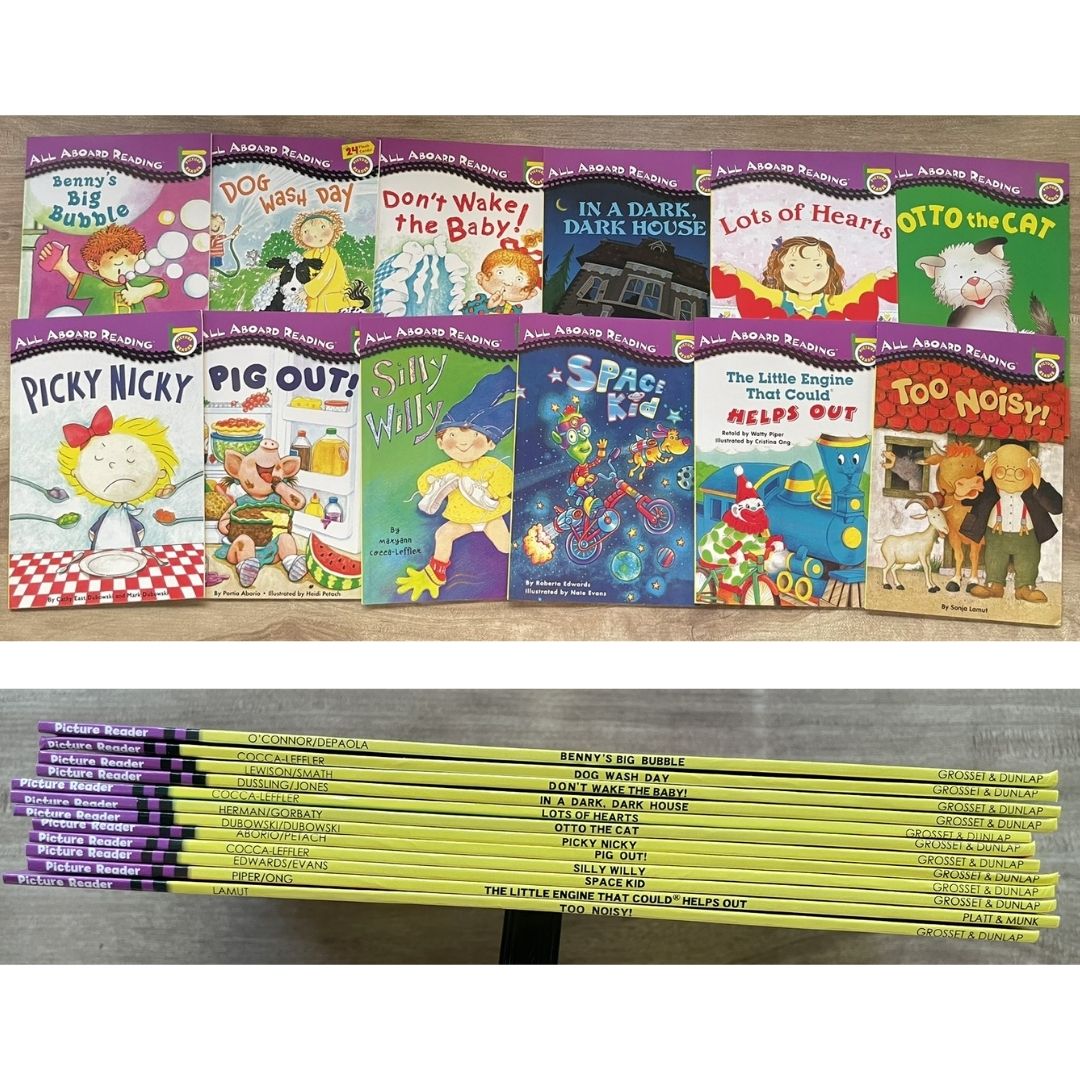 All Aboard Reading (12 books) brand new softcover, no box, with SLIGHT FOLDS on book covers & pages