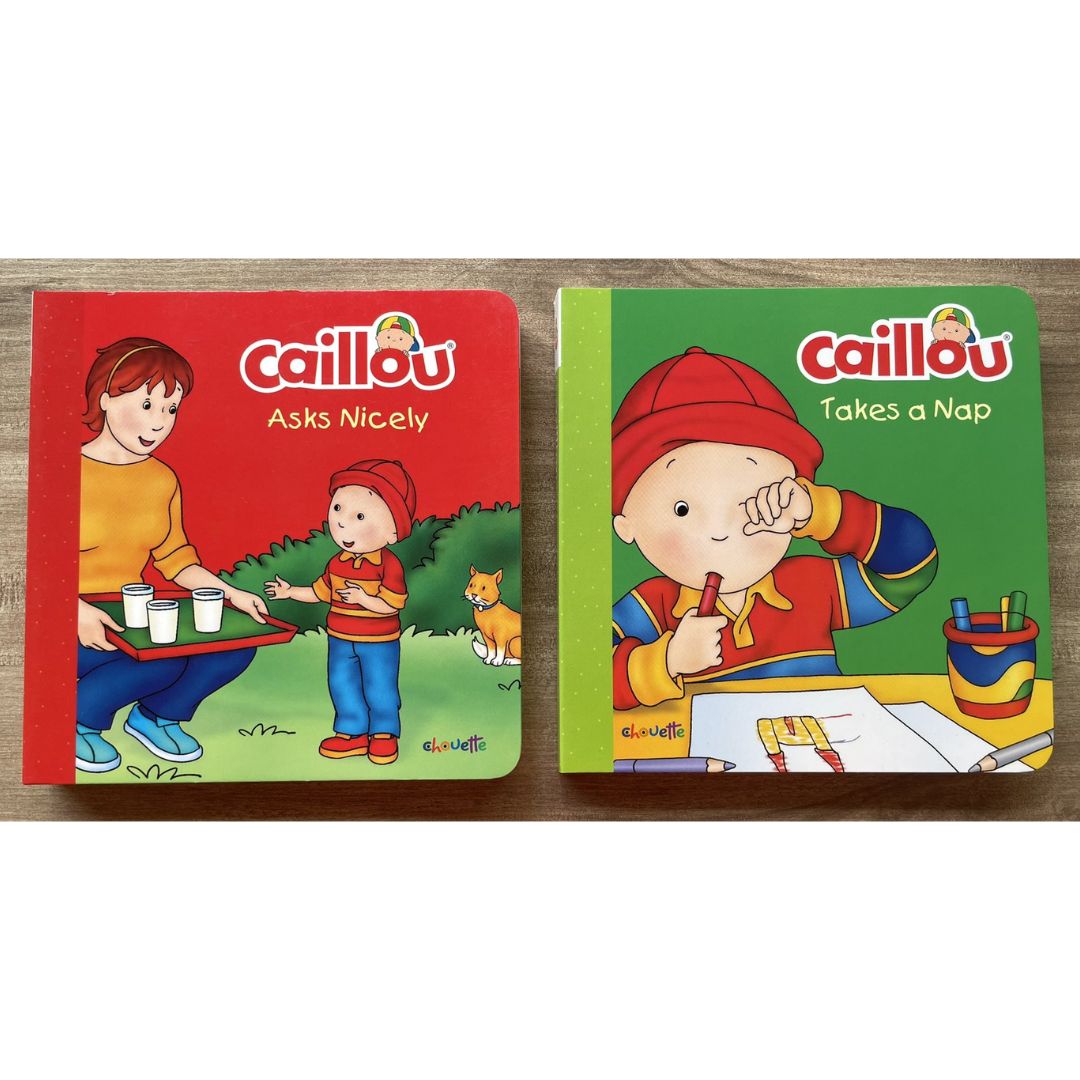 Caillou Asks Nicely // Takes a Nap (SINGLES, brand new Board Book, with SLIGHT DENTS on book cover)