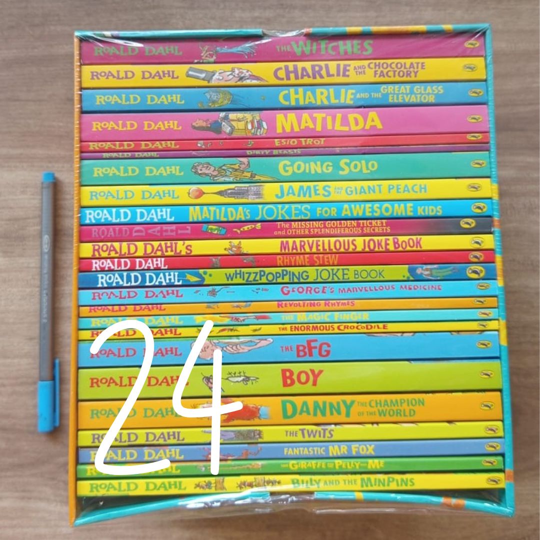 Roald Dahl (24 pcs brand new softcover books boxed set) BOX with DENTS, books no damage