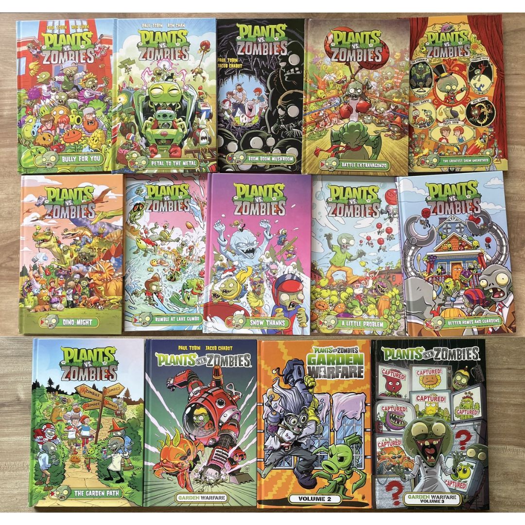 Plants vs. Zombies, COMICS (7 books) (Pls. Choose from SET 1 or 2) brand new hardcover, no box, with SLIGHT DENTS on book cover