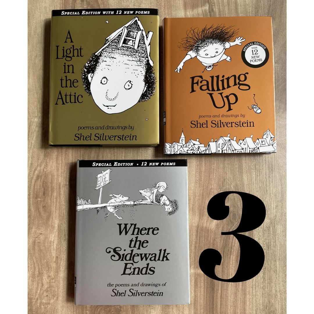 Shel Silverstein (3 books) FALLING UP // A LIGHT IN THE ATTIC // WHERE THE SIDEWALK ENDS (hardcover)