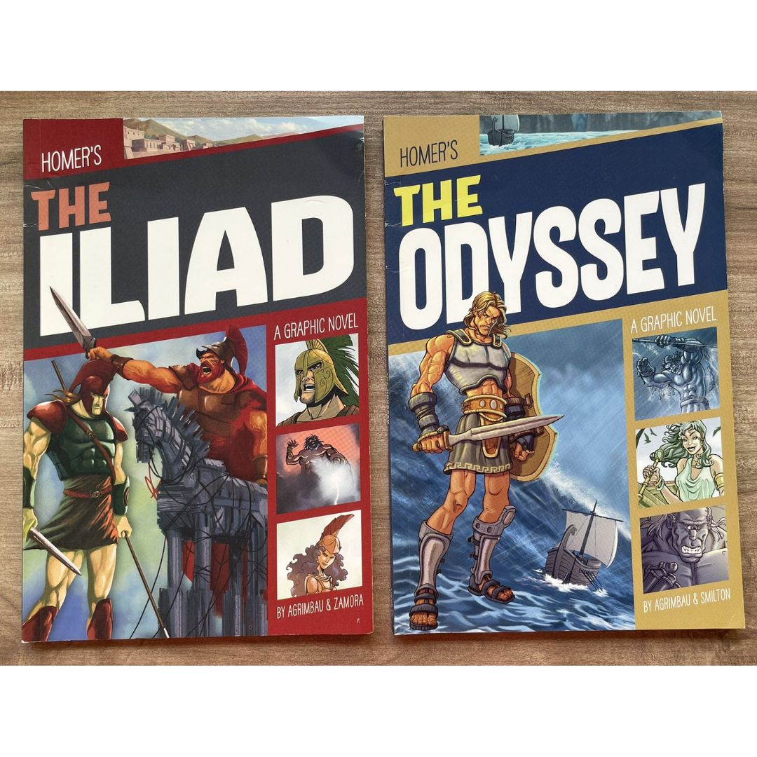 The Iliad / The Odyssey (A Graphic Novel) (SINGLES, brand new Softcover, with SLIGHT FOLDS on book cover)