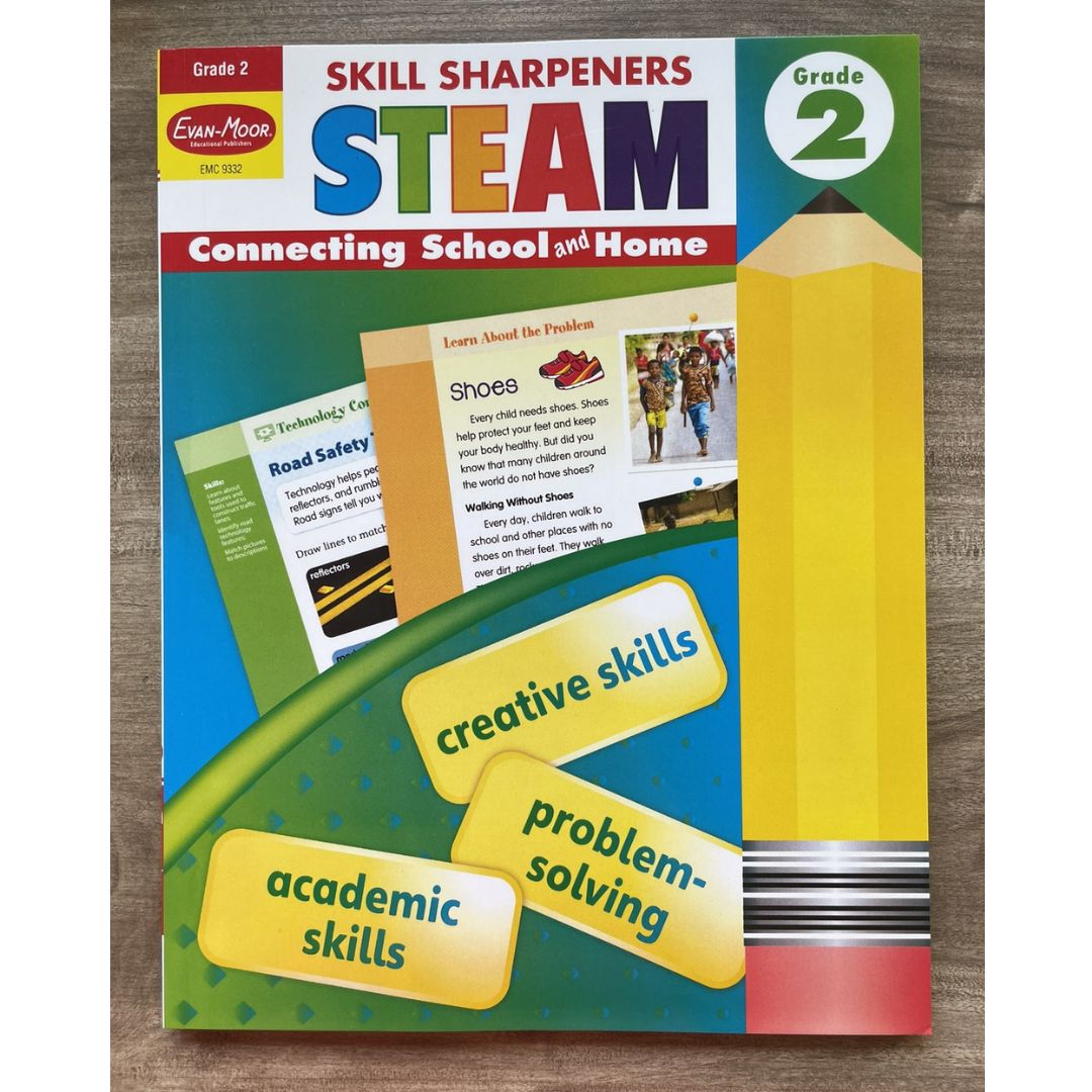 Evan Moor Skill Sharpener Workbook: STEAM ( GRADE 2 ) brand new softcover, with SLIGHT FOLDS