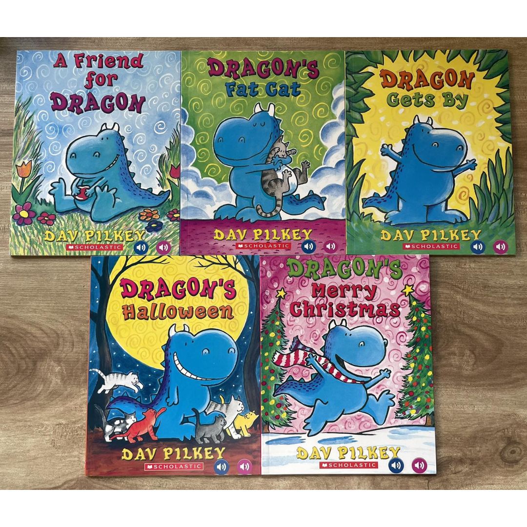 Scholastic Dragon By Dav Pilkey English Picture Reading Story Book Set Comic Books (5 books) brand new softcover, no box