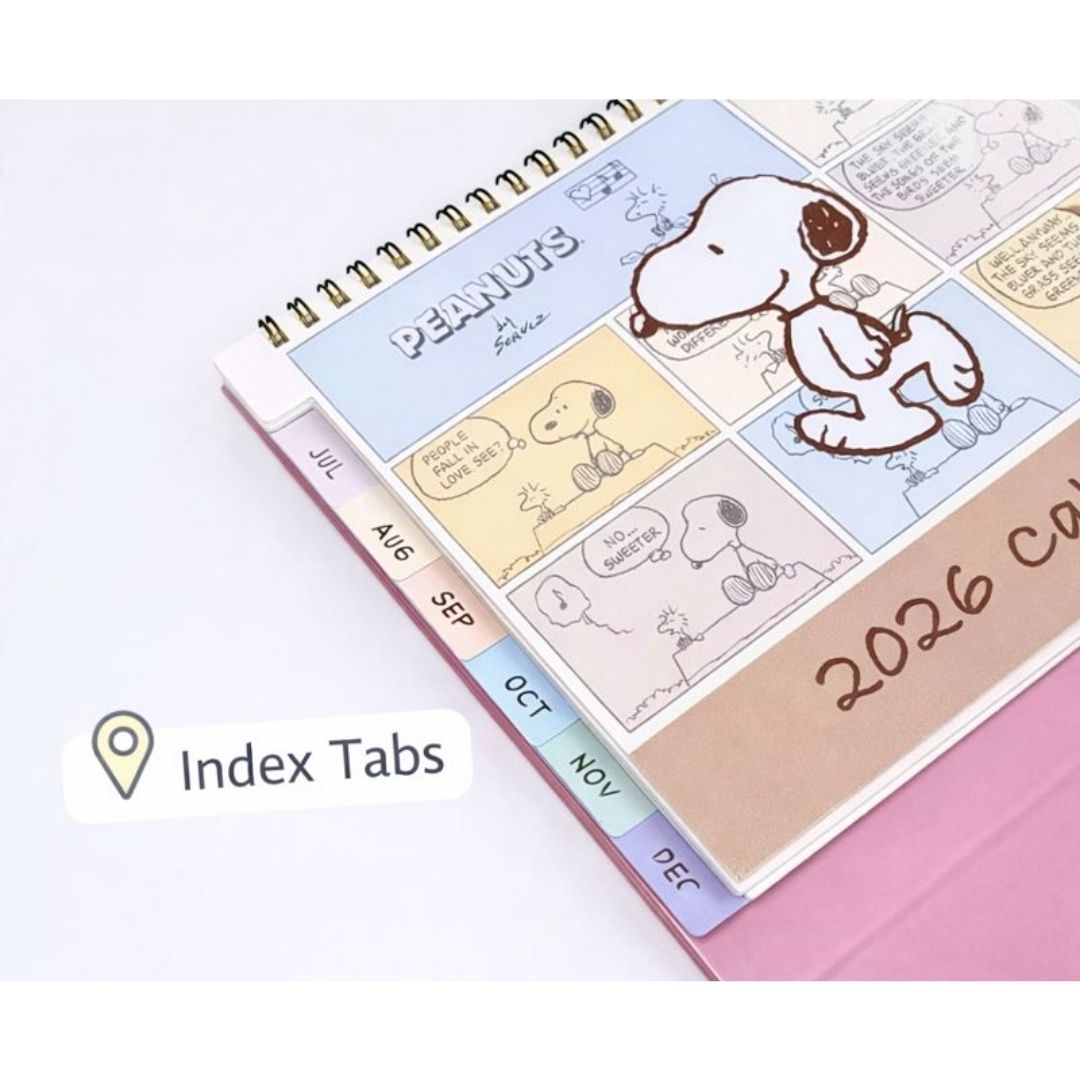 2026 Peanuts Snoopy Desk Calendar | Monthly Desktop Calendar with Notes Pages & Index Tabs | Cute Cartoon Table Calendar (brand new)