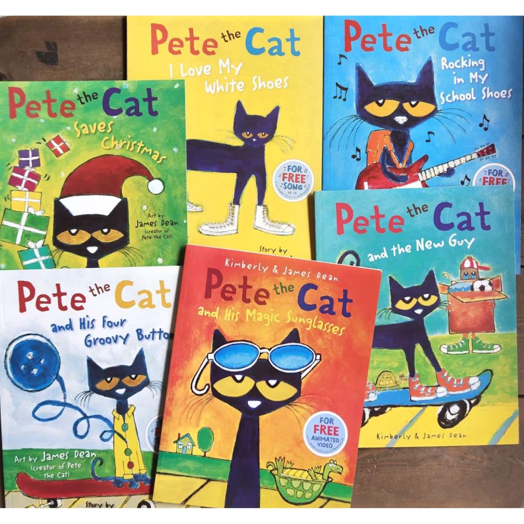PETE THE CAT: I Love My White Shoes, Rocking in My School Shoes, Saves Christmas, Four Groovy Buttons, Magic Sunglasses, the New Guy and other stories (SINGLES) brand new softcover