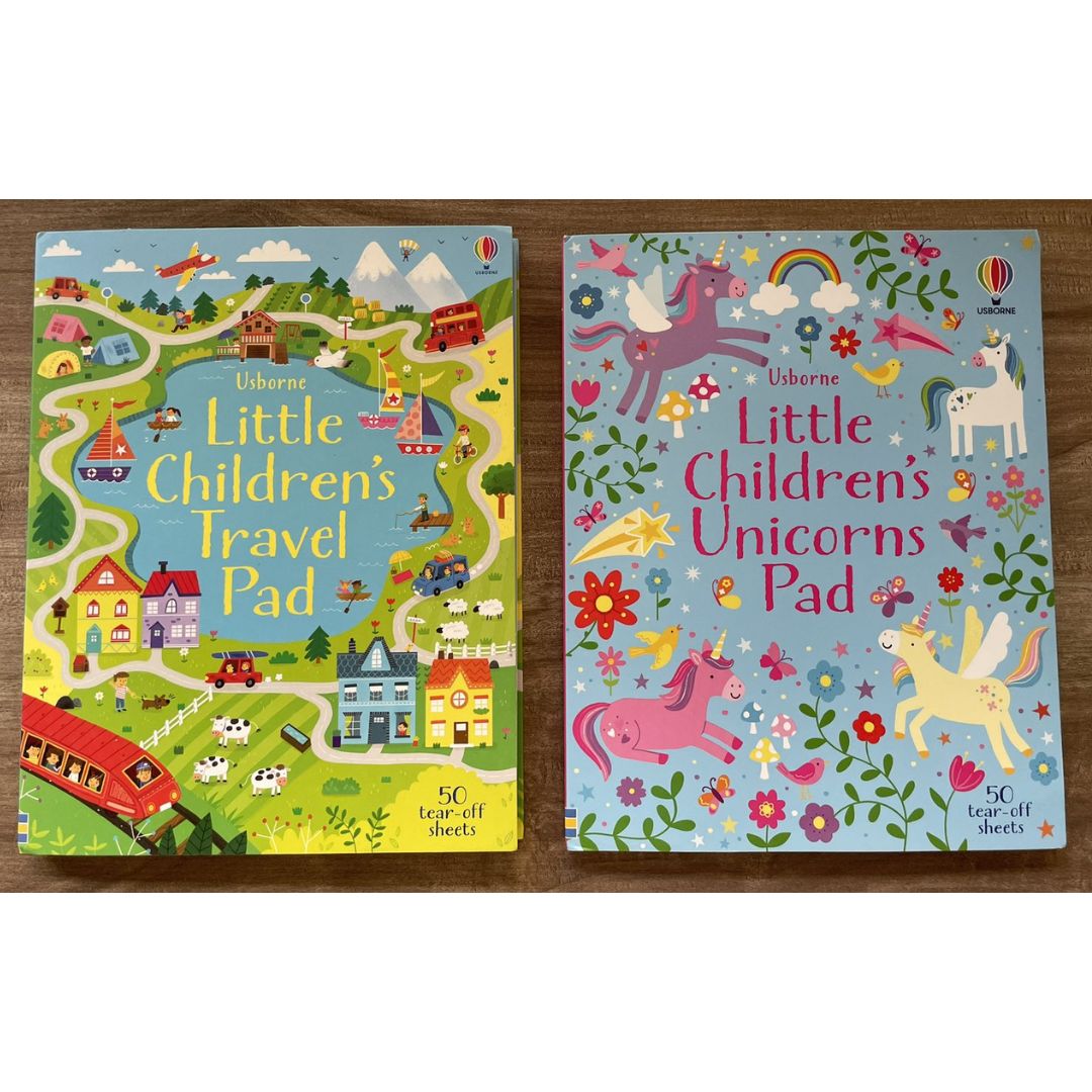 Usborne Little Children's TRAVEL / UNICORNS / PUZZLE Pad (SINGLES) Brand new softcover - with SLIGHT DENTS on book cover