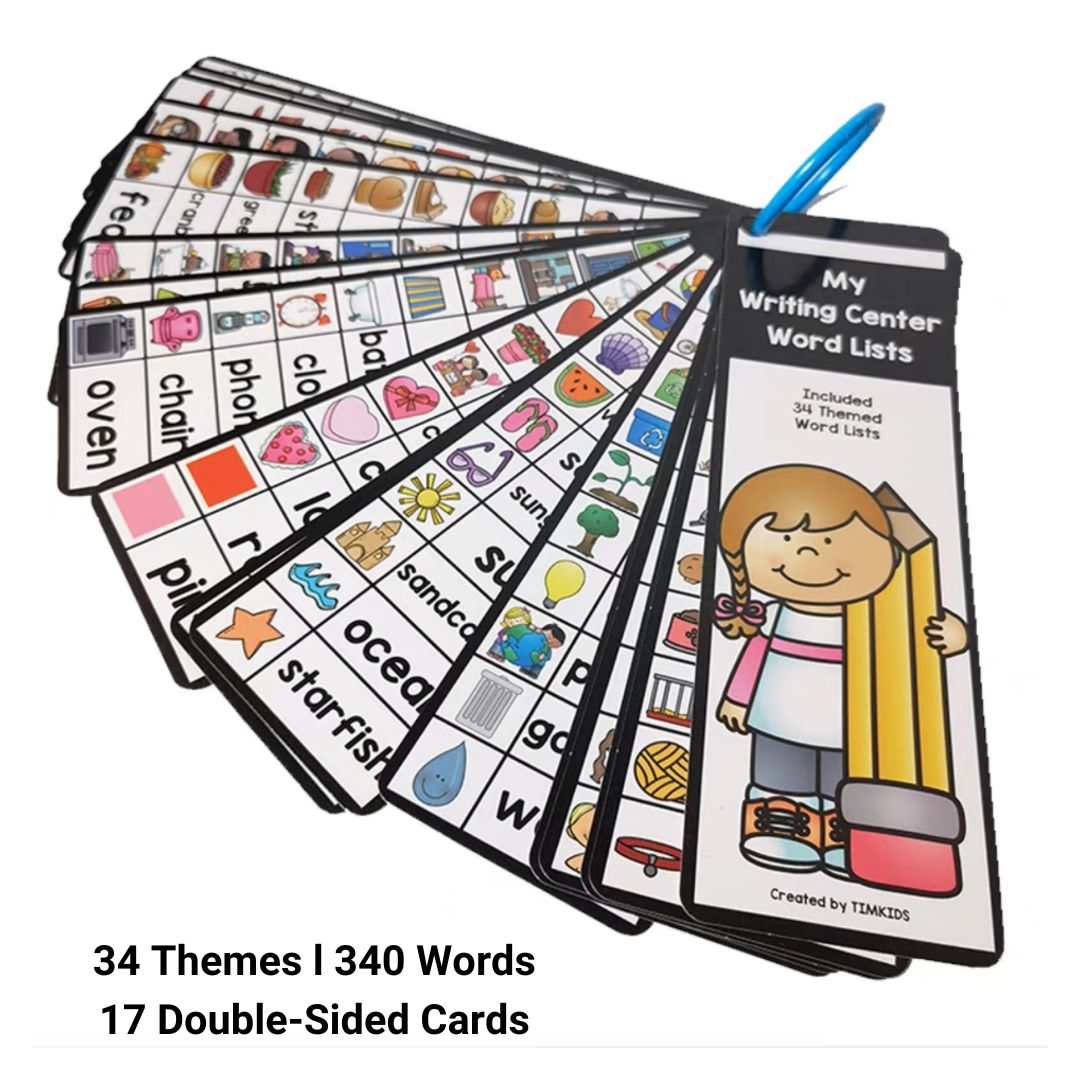 English Themed Vocabulary Flashcards for Kids | 17 Double-Sided Cards | Early Learning Teaching Aids l My Writing Center Word Lists (34 Themes / 340 Sight Words in a set) brand new, no box