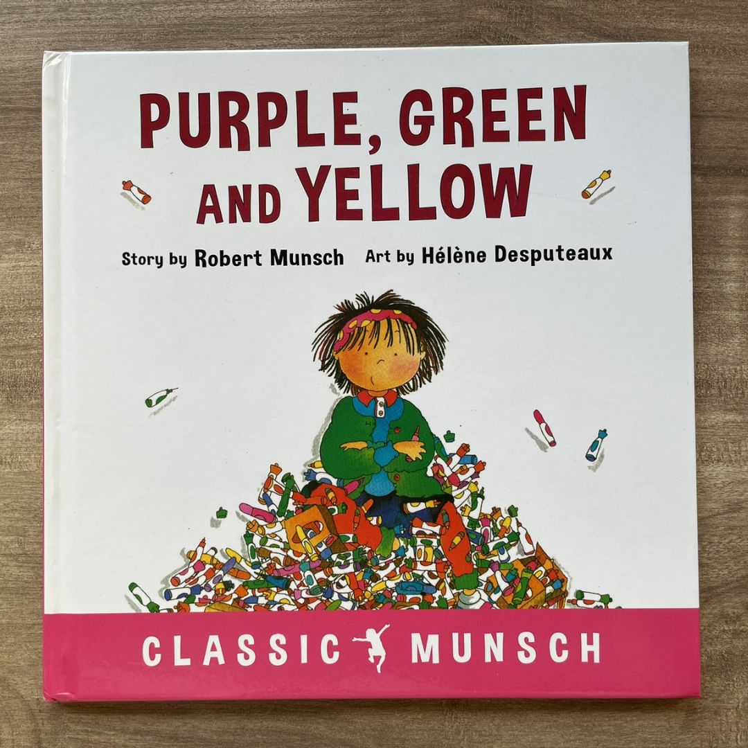 Purple, Green and Yellow (Classic Munsch) by Robert Munsch (brand new hardcover, with SLIGHT DENTS on book cover)