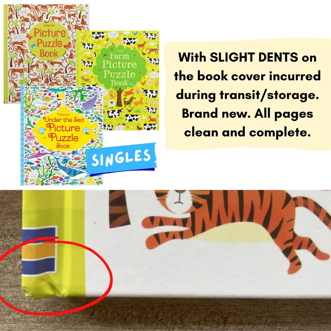 Usborne Picture Puzzle Book (SINGLES, brand new Hardcover) Animals / Farm / Under the Sea - with SLIGHT DENTS on book cover