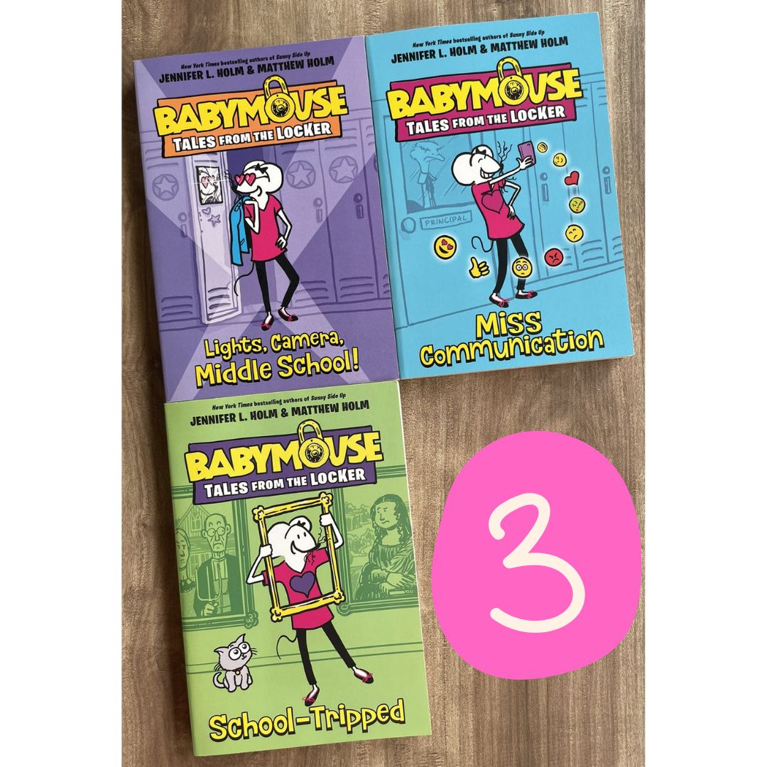 Babymouse Tales from the Locker (3 book series) - brand new softcover chapter books, NO box, with slight dents on the book cover