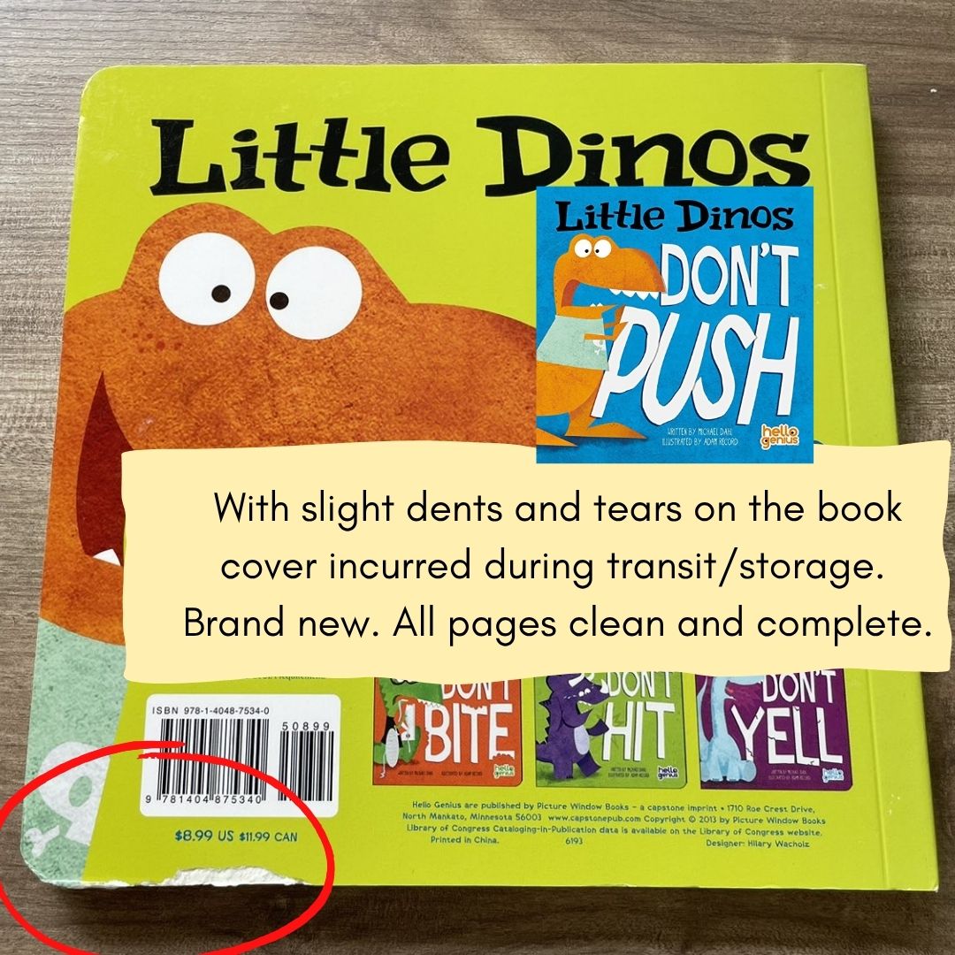 Hello Genius BOARD BOOKS (SINGLES) Little Dinos Don't Push / Just Breathe Bear / Little Lion Shares etc (book covers with SLIGHT DENTS)