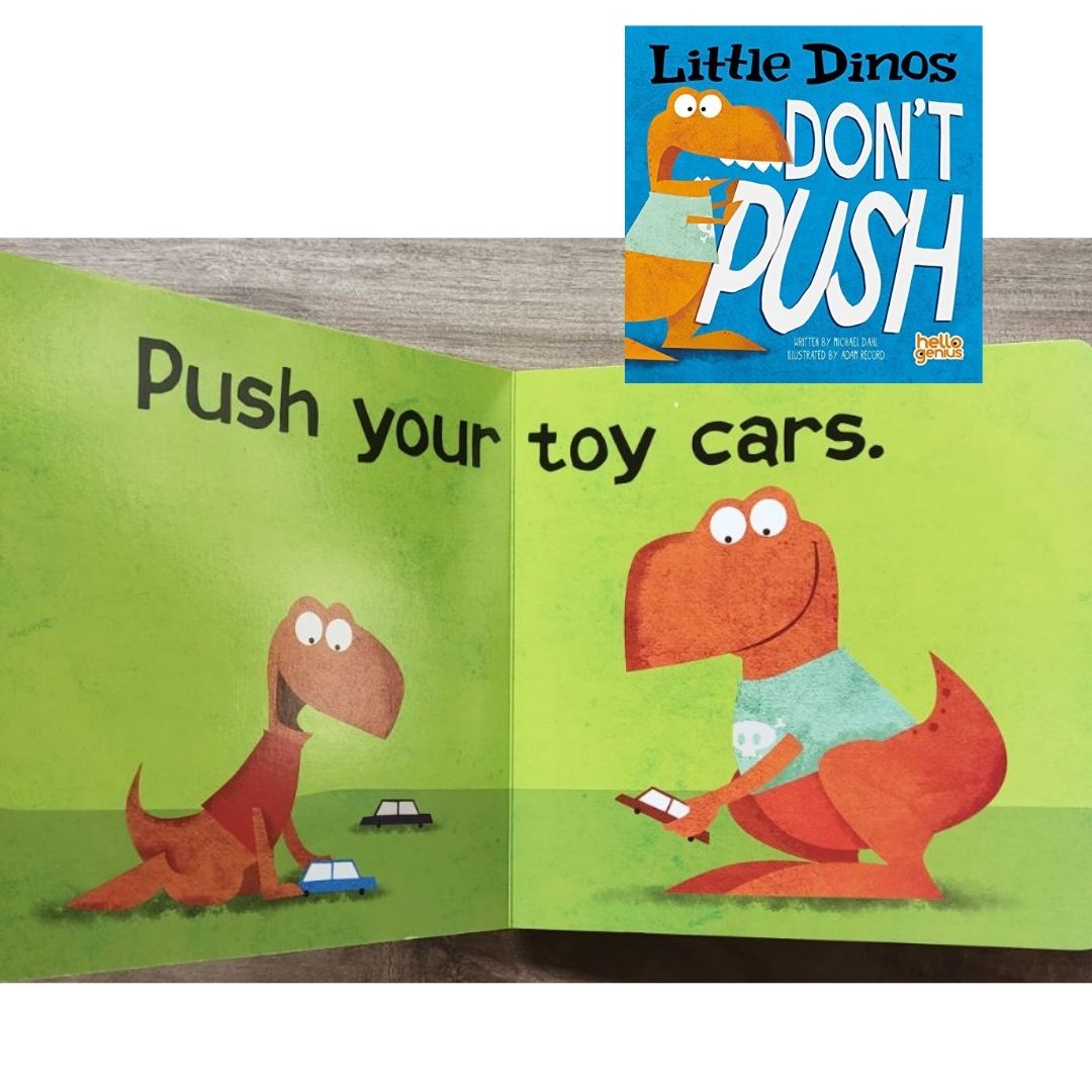 Hello Genius BOARD BOOKS (SINGLES) Little Dinos Don't Push / Just Breathe Bear / Little Lion Shares etc (book covers with SLIGHT DENTS)