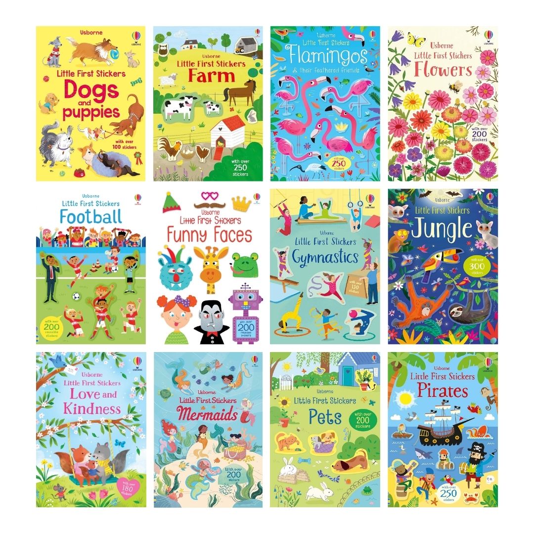 Usborne LITTLE First Stickers (SINGLES) (9.5 by 6.9 inches) Flowers / Football / Love and Kindness / Mermaids