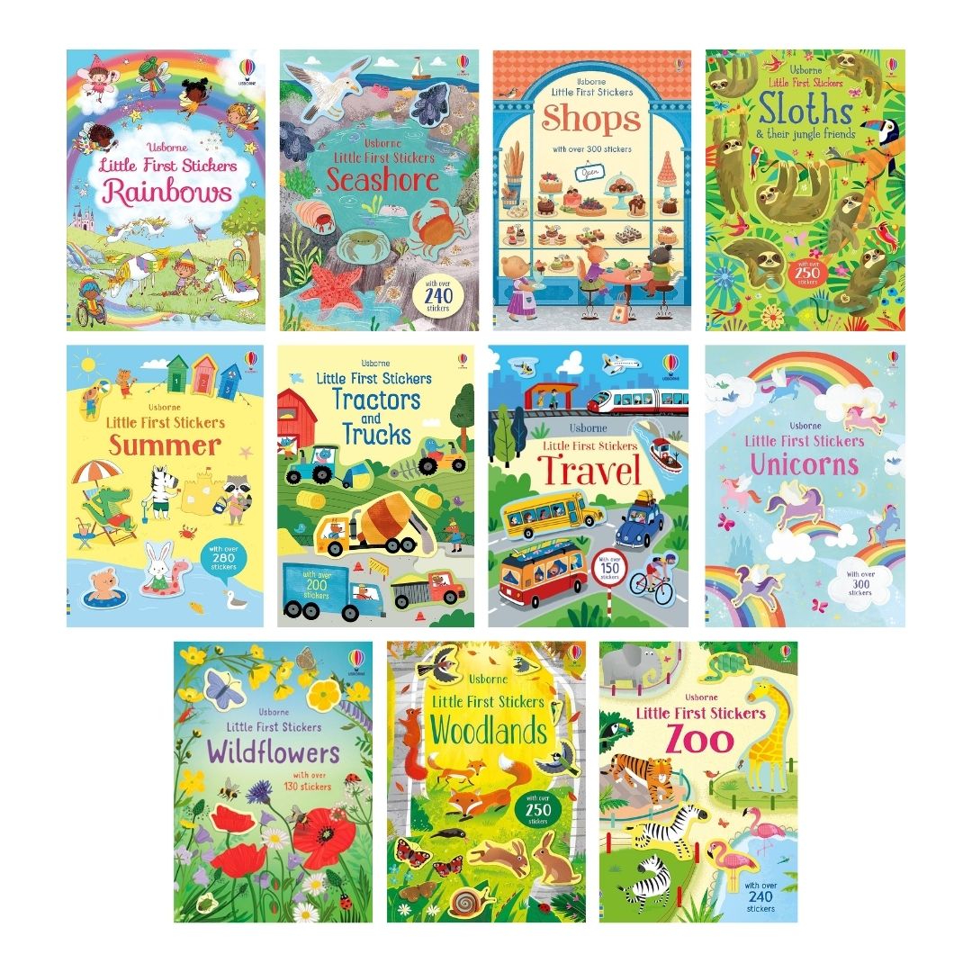 Usborne LITTLE First Stickers (SINGLES) (9.5 by 6.9 inches) Flowers / Football / Love and Kindness / Mermaids