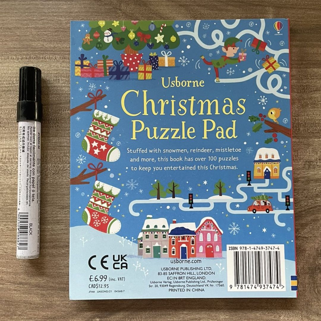 Usborne Christmas Puzzle Pad (brand new Softcover, with SLIGHT FOLDS on book cover)