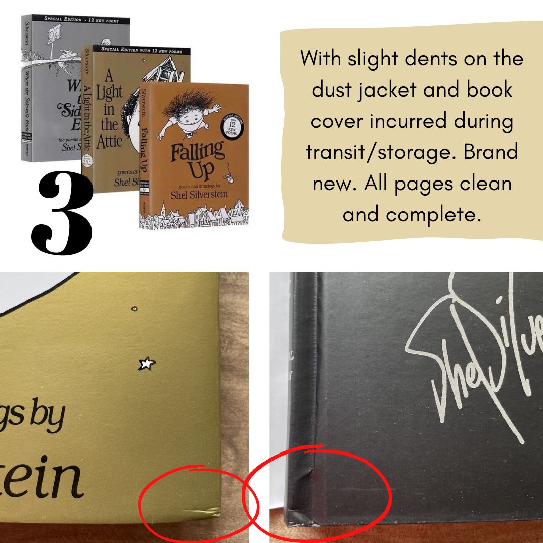 Shel Silverstein (3 books) FALLING UP // A LIGHT IN THE ATTIC // WHERE THE SIDEWALK ENDS (hardcover)