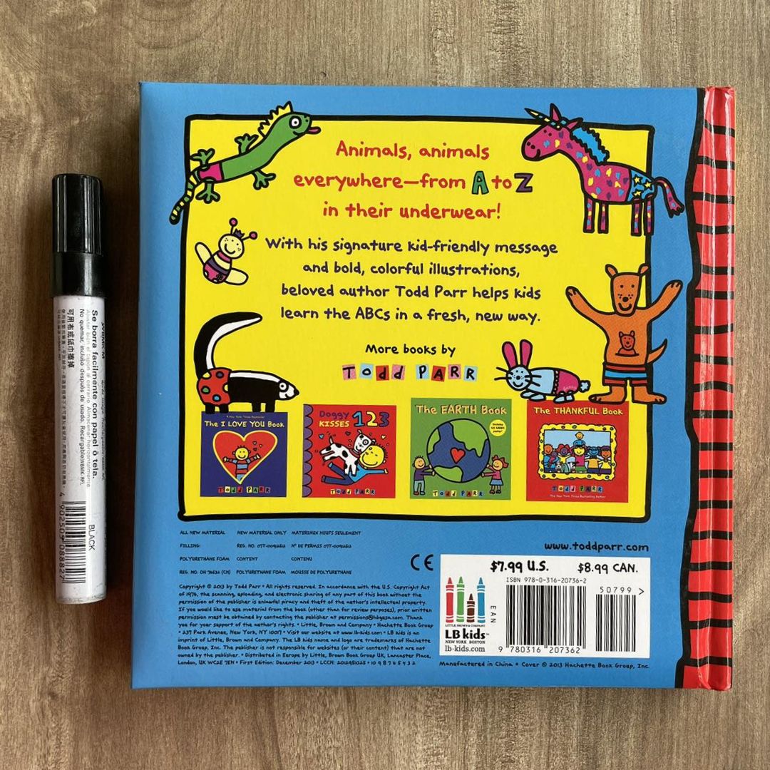 Animals in Underwear ABC (by Todd Parr) A lift-the-flap HARDCOVER (brand new, with SLIGHT DENTS on book cover)