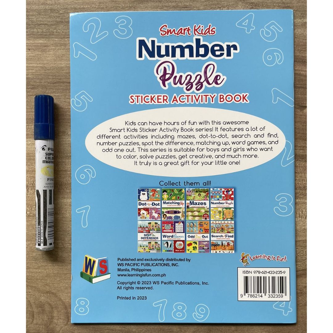 Smart Kids Sticker and Activity Book - NUMBER PUZZLE (brand new softcover)