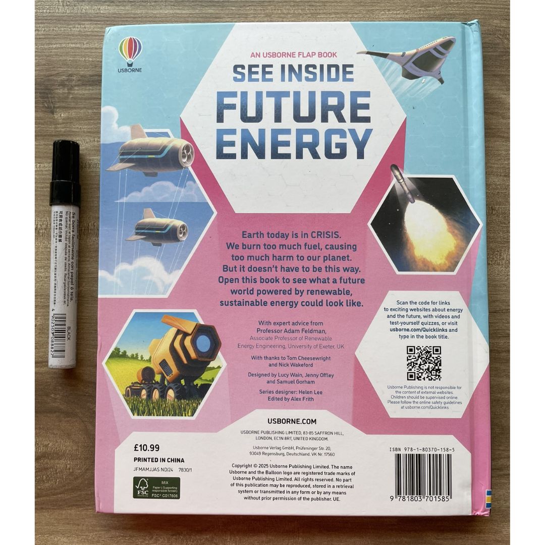 Usborne SEE INSIDE Future Energy (brand new Board Book, with SLIGHT DENTS on book cover)