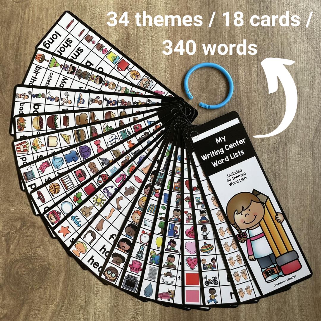My Writing Center Word Lists (34 Themes / 18 Flashcards / 340 Sight Words in a set) no box