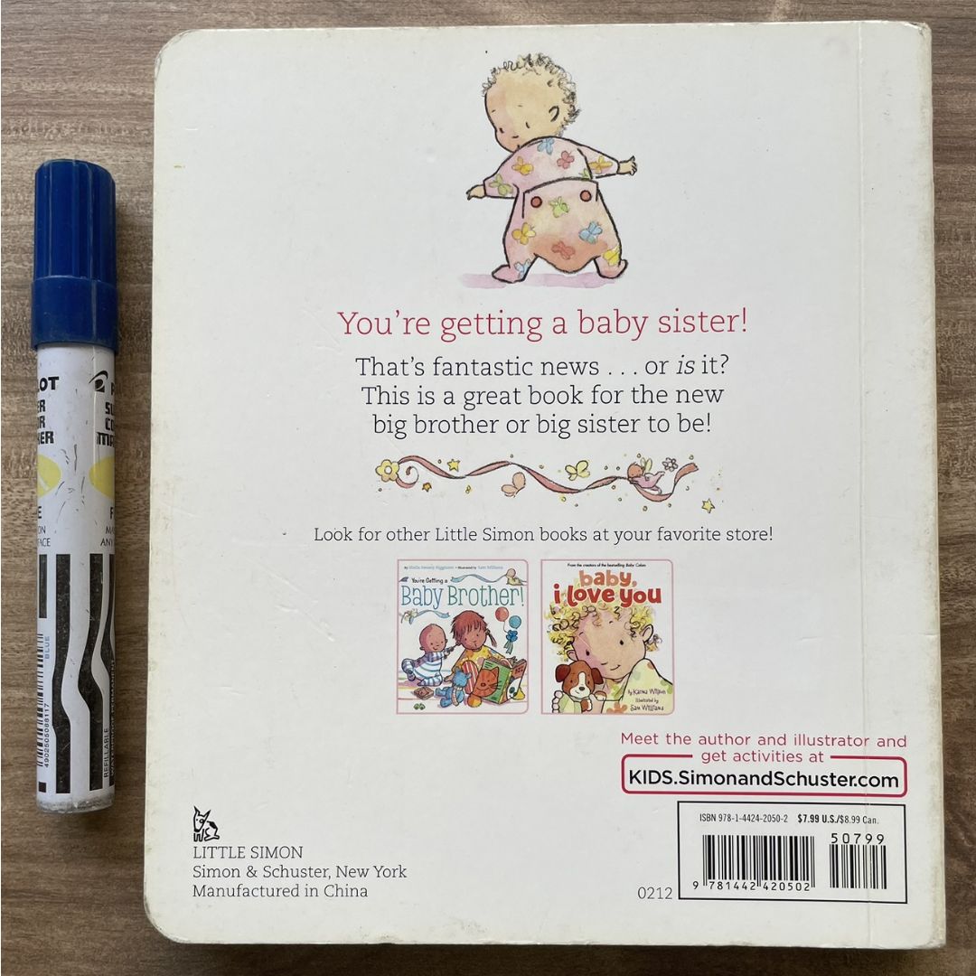 You're Getting a Baby Sister! (brand new Board Book) - with SLIGHT DENTS on book cover