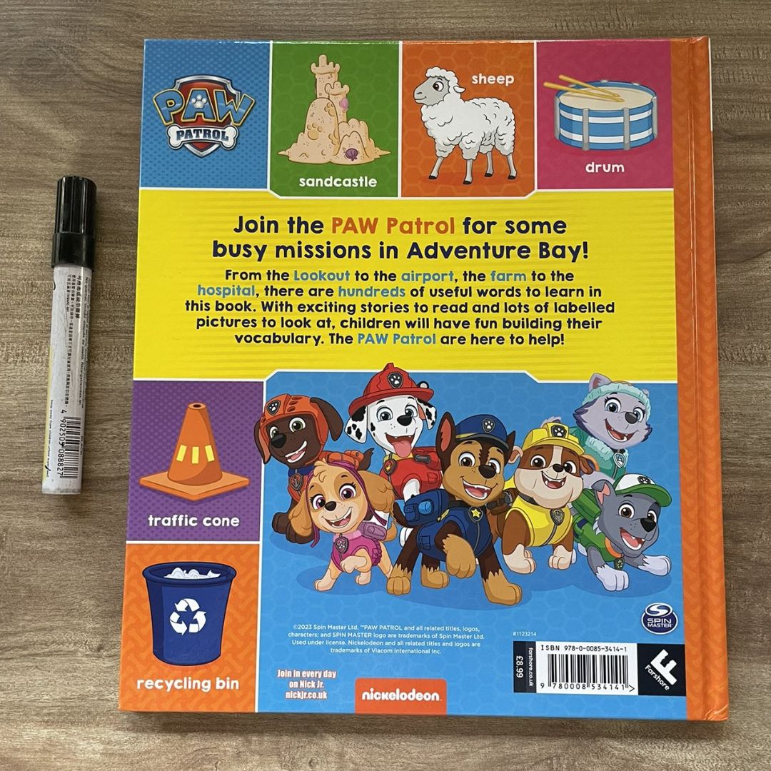 Paw Patrol Big Busy Word Book (brand new Hardcover) - with SLIGHT DENTS on book cover