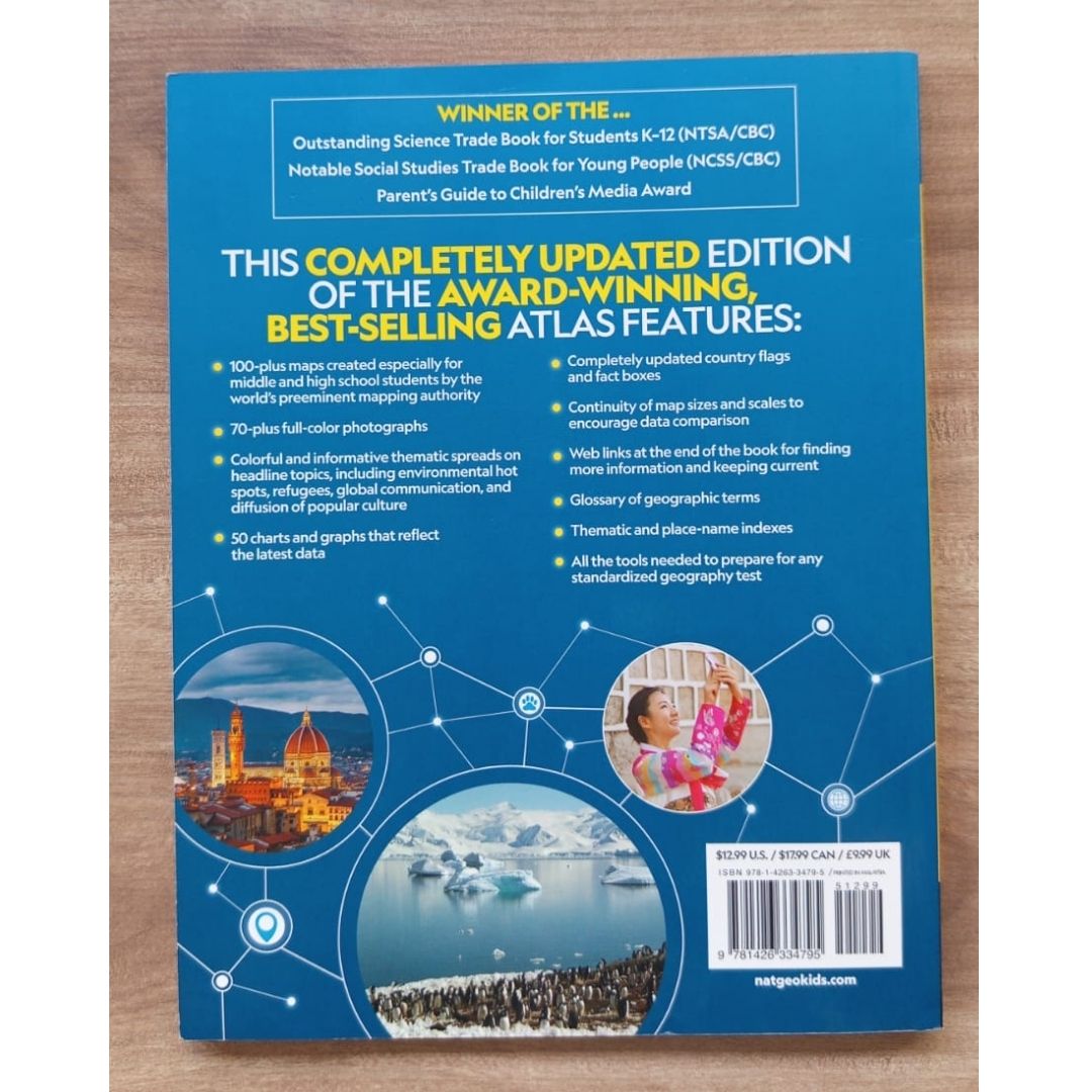 NATGEO National Geographic Kids: Student World Atlas, 5th Edition (USED/Preloved book, Paperback, with slight folds)